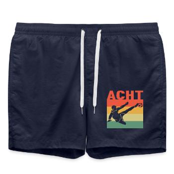 8 Jahre süßes Fußball Fußballer 8. Geburtstag - Badeshorts - French Navy - Vorne - AI Model Male 185 light (185cm)