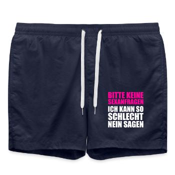 Keine Sexanfragen nein sagen - Badeshorts - French Navy - Vorne - AI Model Male 185 light (185cm)
