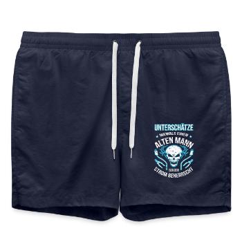 Elektriker Alter Mann der den Strom beherrscht - Badeshorts - French Navy - Vorne - AI Model Male 185 light (185cm)