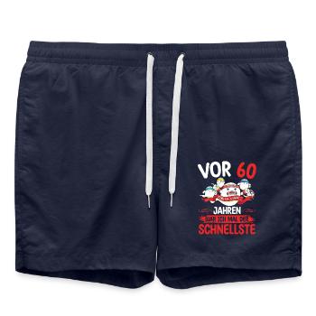 60 Jahre War Ich Der Schnellste Zum 60. Geburtstag - Badeshorts - French Navy - Vorne - AI Model Male 185 light (185cm)