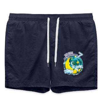 7 Jahre alt Junge - 7 Geburtstag - Ich bin 7 - Badeshorts - French Navy - Vorne - AI Model Male 185 light (185cm)