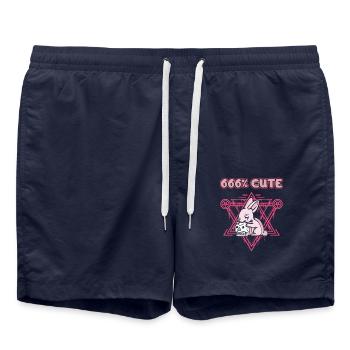 666% Mignon kawaii Satanic Goth - Short de bain - bleu marine - Devant - AI Model Male 185 light (185cm)