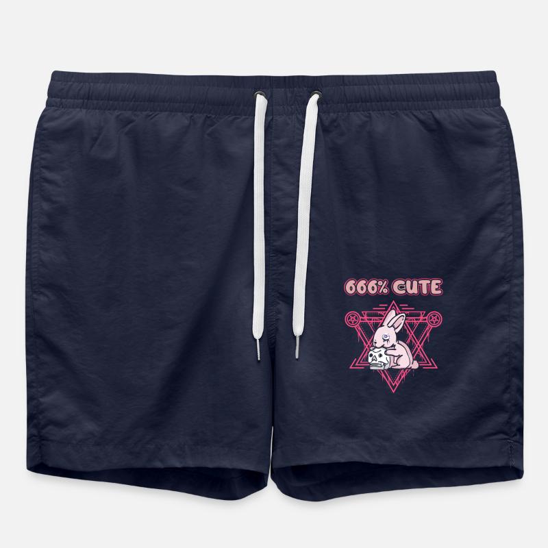 666% Mignon kawaii Satanic Goth - Short de bain - bleu marine