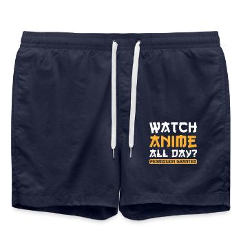 Anime Watch Anime all day - Swim Trunks - french navy - Front - AI Model Male 185 light (185cm)