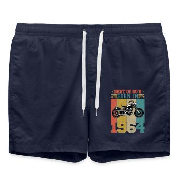 Best Of The 60's Born 1964 Vintage Motorcycle - Swim Trunks - french navy - Front - AI Model Male 185 light (185cm)