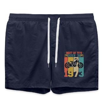 Best Of The 70's Born 1973 Vintage Motorcycle - Swim Trunks - french navy - Front - AI Model Male 185 light (185cm)