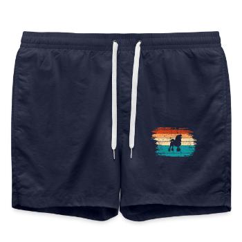 Caniche amoureux des chiens Retro vintage Idée cadeau - Short de bain - bleu marine - Devant - AI Model Male 185 light (185cm)
