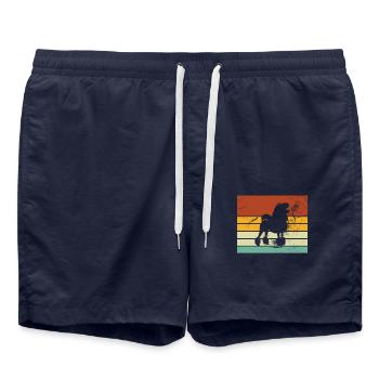 Poodle dog lover Retro vintage Gift idea - Swim Trunks - french navy - Front - AI Model Male 185 light (185cm)