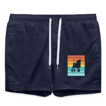 Poodle dog lover Retro vintage Gift idea - Swim Trunks - french navy - Front - AI Model Male 185 light (185cm)