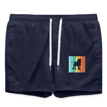 Poodle dog lover Retro vintage Gift idea - Swim Trunks - french navy - Front - AI Model Male 185 light (185cm)