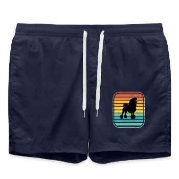 Poodle dog lover Retro vintage Gift idea - Swim Trunks - french navy - Front - AI Model Male 185 light (185cm)