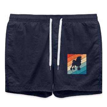 Caniche amoureux des chiens Retro vintage Idée cadeau - Short de bain - bleu marine - Devant - AI Model Male 185 light (185cm)