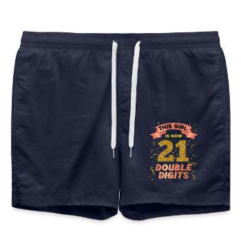 Dieses Mädchen Ist Jetzt 21 Double Digits 21. - Badeshorts - French Navy - Vorne - AI Model Male 185 light (185cm)