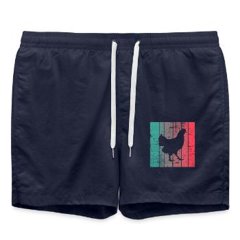 Chicken Farmer lover Retro vintage Gift idea - Swim Trunks - french navy - Front - AI Model Male 185 light (185cm)