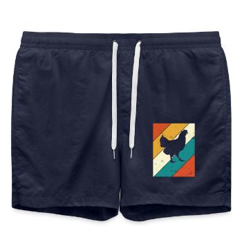 Chicken Farmer lover Retro vintage Gift idea - Badeshorts - French Navy - Vorne - AI Model Male 185 light (185cm)