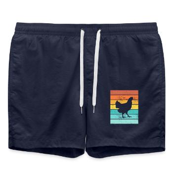 Chicken Farmer lover Retro vintage Gift idea - Swim Trunks - french navy - Front - AI Model Male 185 light (185cm)