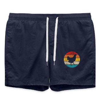 Amateur de poulet Farmer Retro vintage Idée cadeau - Short de bain - bleu marine - Devant - AI Model Male 185 light (185cm)