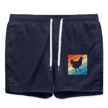 Chicken Farmer lover Retro vintage Gift idea - Badeshorts - French Navy - Vorne - AI Model Male 185 light (185cm)