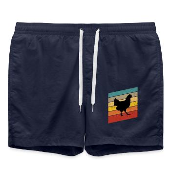 Amateur de poulet Farmer Retro vintage Idée cadeau - Short de bain - bleu marine - Devant - AI Model Male 185 light (185cm)
