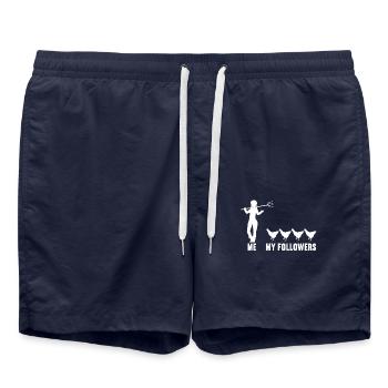 Me and my followers farmer chicken chickens - Swim Trunks - french navy - Front - AI Model Male 185 light (185cm)