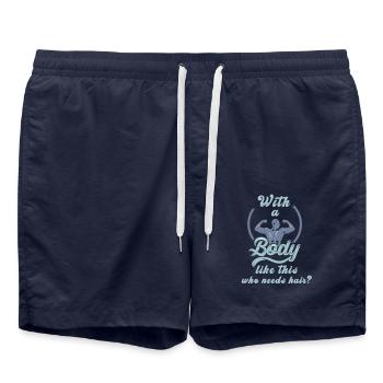 Wer braucht Haare mit so einem Körper Glatze Spaß - Badeshorts - French Navy - Vorne - AI Model Male 185 light (185cm)