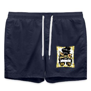 Sonnenblume Mama Geboren 1979 Geburtstag - Badeshorts - French Navy - Vorne - AI Model Male 185 light (185cm)