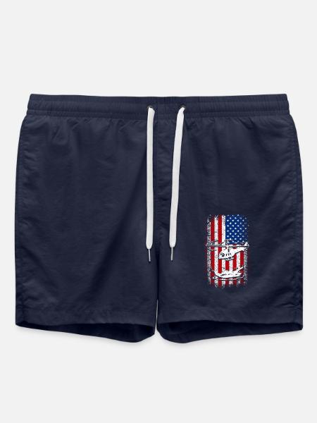 Usa American Flag Helicopter - Swim Trunks - french navy