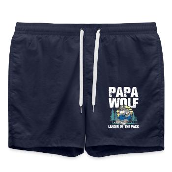 Papa Wolf Leader Of The Pack für einen Papa Vater - Badeshorts - French Navy - Vorne - AI Model Male 185 light (185cm)