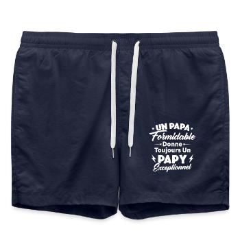 Cadeau pour grand-père - Un papy exceptionnel - Short de bain - bleu marine - Devant - AI Model Male 185 light (185cm)