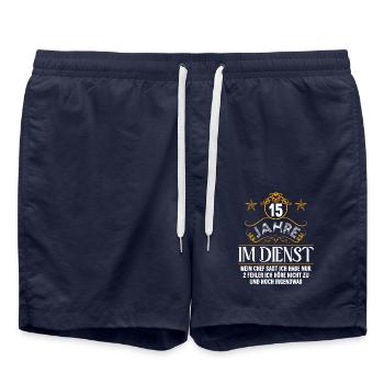 15 Jahre im Dienst 15 Jähriges Dienstjubiläum - Badeshorts - French Navy - Vorne - AI Model Male 185 light (185cm)