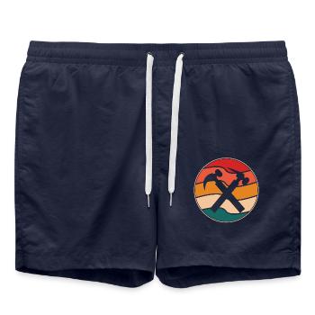 Mauerer Retro - Badeshorts - French Navy - Vorne - AI Model Male 185 light (185cm)