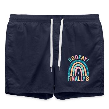 8 years Rainbow Rainbow 8th birthday - Swim Trunks - french navy - Front - AI Model Male 185 light (185cm)
