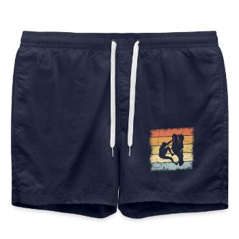 Mountaineering motif - Swim Trunks - french navy - Front - AI Model Male 185 light (185cm)
