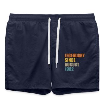 Geboren August 1982 40 Jahre 40er 40.Geburtstag - Badeshorts - French Navy - Vorne - AI Model Male 185 light (185cm)