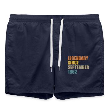 Born September 1962 60 years 60s 60th birthday - Swim Trunks - french navy - Front - AI Model Male 185 light (185cm)