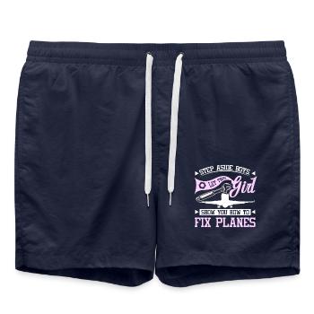 Let this girl show you how to fix planes - Swim Trunks - french navy - Front - AI Model Male 185 light (185cm)
