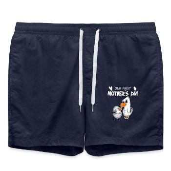 Mother's Day Gift - Our First Mother's Day - Swim Trunks - french navy - Front - AI Model Male 185 light (185cm)
