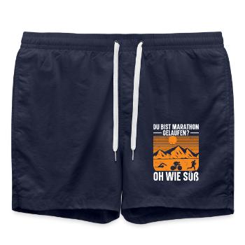 Du bist einen marathon gelaufen? - Badeshorts - French Navy - Vorne - AI Model Male 185 light (185cm)