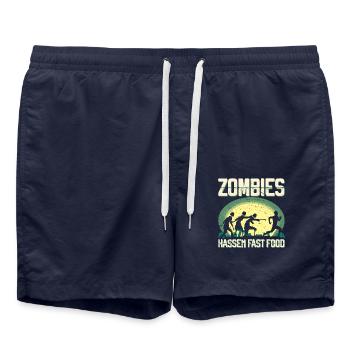 Zombie Hate Fast Food Runner Marathon Vêtements - Short de bain - bleu marine - Devant - AI Model Male 185 light (185cm)