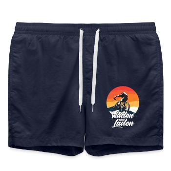 Waden statt Laden Fahrrad E-Bike Radtrikot - Badeshorts - French Navy - Vorne - AI Model Male 185 light (185cm)