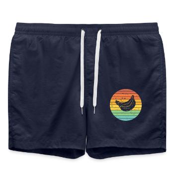 Banana Vegan Lover Retro Veggie Fruit Gift idea - Badeshorts - French Navy - Vorne - AI Model Male 185 light (185cm)