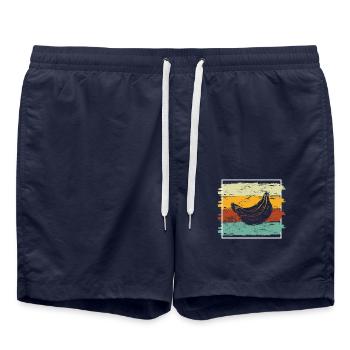 Banana Vegan Lover Retro Veggie Fruit Gift idea - Badeshorts - French Navy - Vorne - AI Model Male 185 light (185cm)