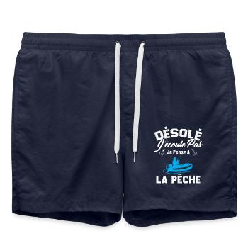 Désolé J'écoute Pas Je Pense A La Pêche Humour - Short de bain - bleu marine - Devant - AI Model Male 185 light (185cm)
