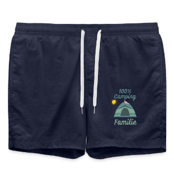 100% Camping Familie Campingplatz Urlaub Wohnwagen - Badeshorts - French Navy - Vorne - AI Model Male 185 light (185cm)