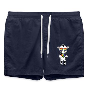 LGBT Animal Zebra Rainbow - Swim Trunks - french navy - Front - AI Model Male 185 light (185cm)