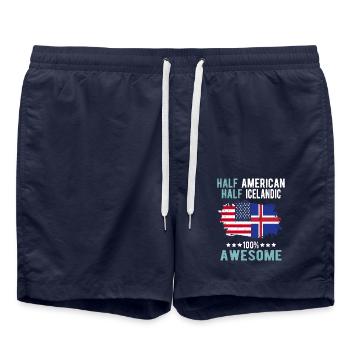 Half American Half Icelander - Swim Trunks - french navy - Front - AI Model Male 185 light (185cm)