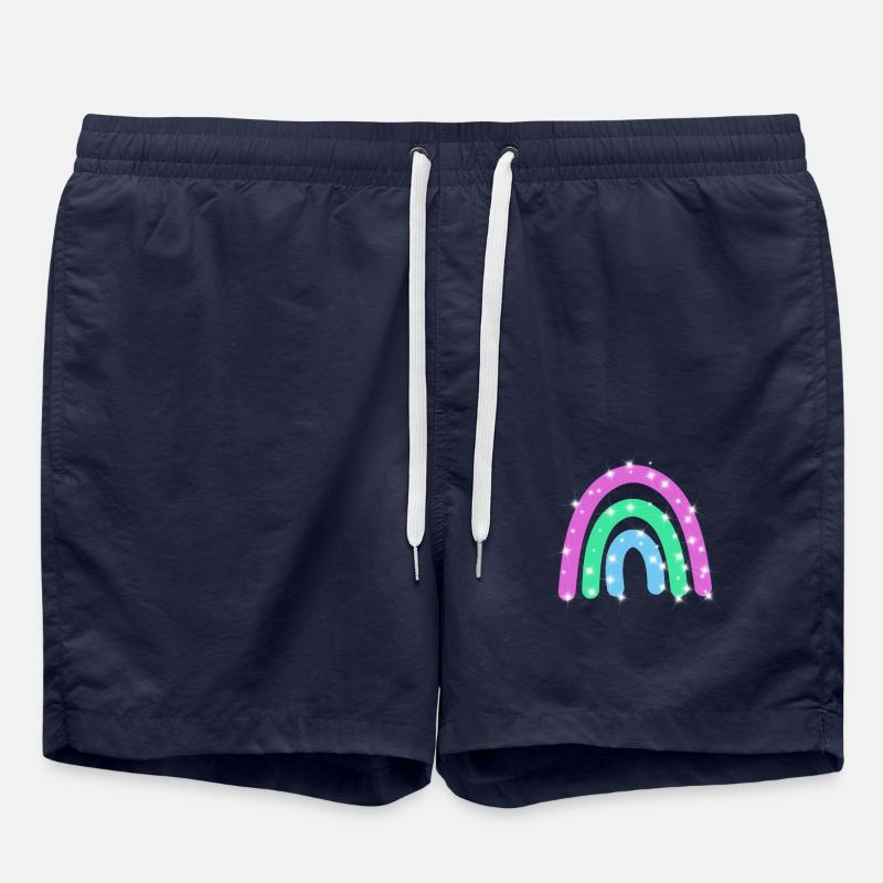 Polysexual Glitter Rainbow - Swim Trunks - french navy