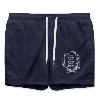 Scroll Laurel wreath EVERYTHING USED TO BE BETTER - Swim Trunks - french navy - Front - AI Model Male 185 light (185cm)