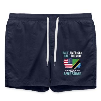 Moitié américain moitié tanzanien - Short de bain - bleu marine - Devant - AI Model Male 185 light (185cm)