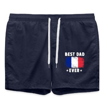 Franzose Vater Best Dad ever Frankreich Papa - Badeshorts - French Navy - Vorne - AI Model Male 185 light (185cm)